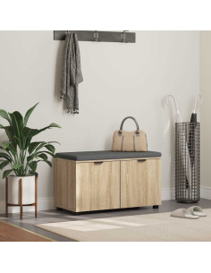 Panca per ingresso con cuscino Rovere Sonoma 80 x 46 x 46 cm