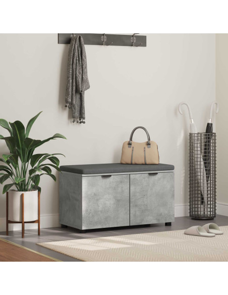 Panca per ingresso con cuscino Grigio cemento 80 x 46 x 46 cm