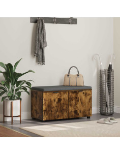 Panca per ingresso con cuscino Rovere fumé 80 x 46 x 46 cm