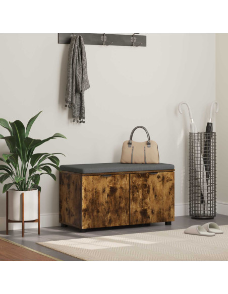 Panca per ingresso con cuscino Rovere fumé 80 x 46 x 46 cm