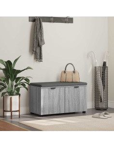 Panca per ingresso con cuscino Grigio Sonoma 80 x 46 x 46 cm