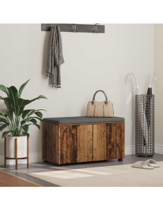 Panca per ingresso con cuscino Legno vecchio 80 x 46 x 46 cm