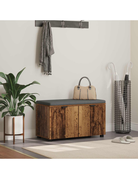 Panca per ingresso con cuscino Legno vecchio 80 x 46 x 46 cm