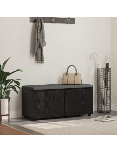 Panca per ingresso con cuscino Rovere Nero 100 x 38 x 46 cm