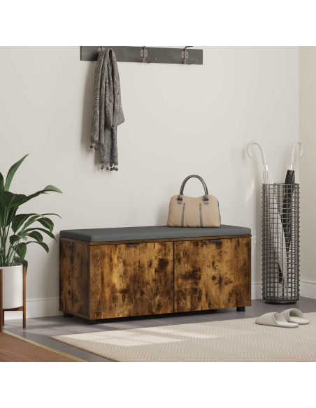 Panca per ingresso con cuscino Rovere fumé 100 x 38 x 46 cm