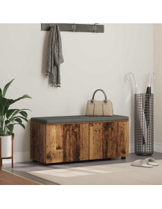 Panca per ingresso con cuscino Legno vecchio 100 x 38 x 46 cm