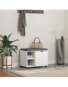 Panca per ingresso con cuscino Bianco 60 x 38 x 46 cm