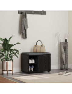 Panca per ingresso con cuscino Rovere Nero 60 x 38 x 46 cm