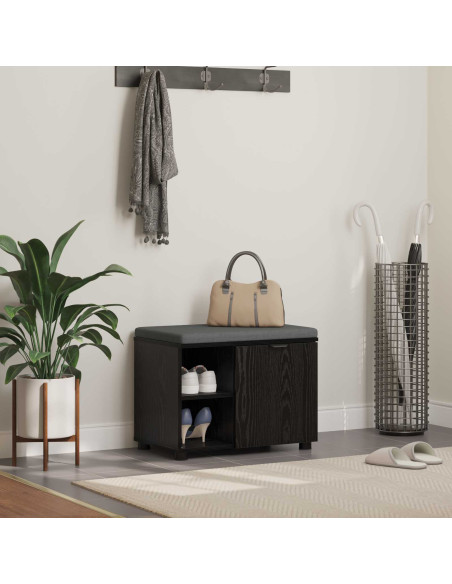 Panca per ingresso con cuscino Rovere Nero 60 x 38 x 46 cm