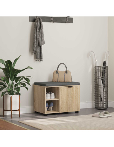 Panca per ingresso con cuscino Rovere Sonoma 60 x 38 x 46 cm