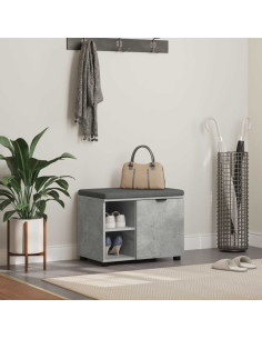 Panca per ingresso con cuscino Grigio cemento 60 x 38 x 46 cm