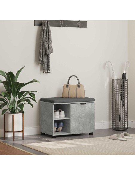 Panca per ingresso con cuscino Grigio cemento 60 x 38 x 46 cm