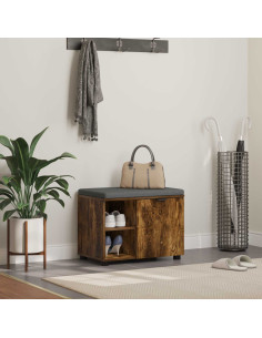 Panca per ingresso con cuscino Rovere fumé 60 x 38 x 46 cm