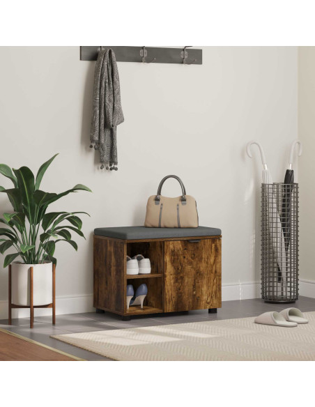 Panca per ingresso con cuscino Rovere fumé 60 x 38 x 46 cm