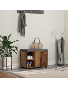 Panca per ingresso con cuscino Legno vecchio 60 x 38 x 46 cm