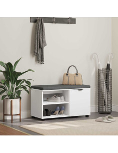 Panca per ingresso con cuscino Bianco 80 x 38 x 46 cm