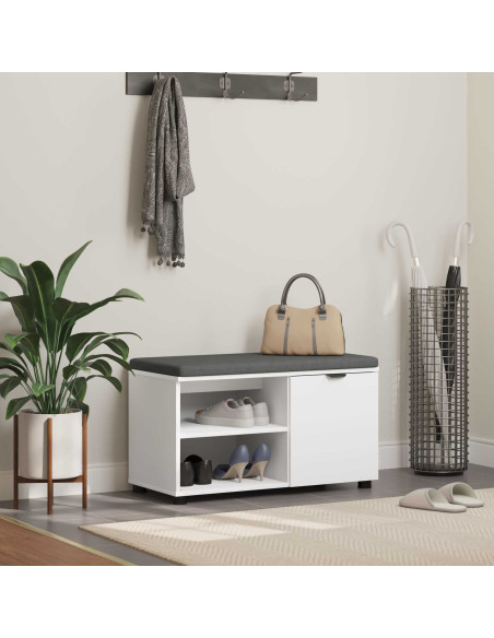 Panca per ingresso con cuscino Bianco 80 x 38 x 46 cm