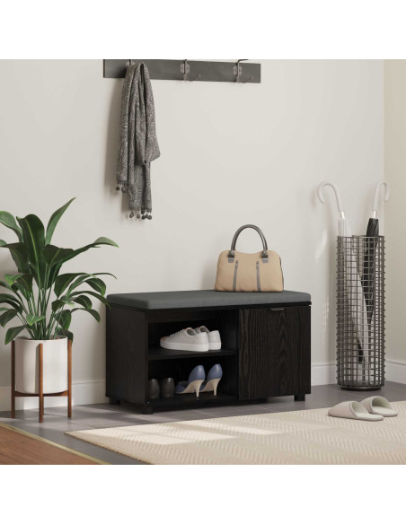 Panca per ingresso con cuscino Rovere Nero 80 x 38 x 46 cm