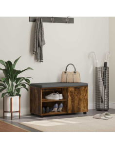 Panca per ingresso con cuscino Rovere fumé 80 x 38 x 46 cm