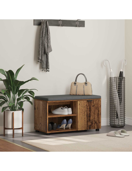 Panca per ingresso con cuscino Legno vecchio 80 x 38 x 46 cm