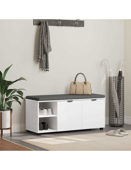 Panca per ingresso con cuscino Bianco 100 x 38 x 46 cm