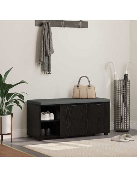 Panca per ingresso con cuscino Rovere Nero 100 x 38 x 46 cm