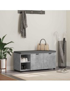 Panca per ingresso con cuscino Grigio cemento 100 x 38 x 46 cm