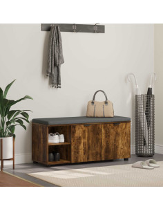 Panca per ingresso con cuscino Rovere fumé 100 x 38 x 46 cm