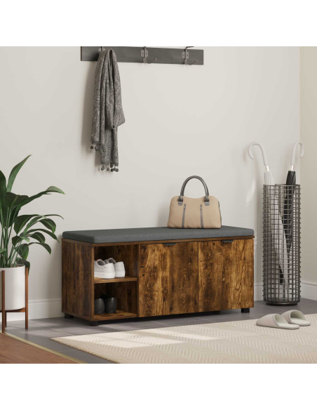 Panca per ingresso con cuscino Rovere fumé 100 x 38 x 46 cm