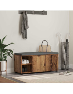 Panca per ingresso con cuscino Legno vecchio 100 x 38 x 46 cm