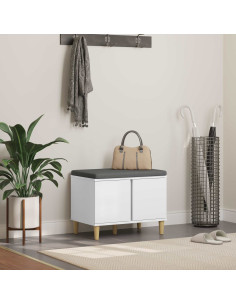 Panca per ingresso con cuscino con porta Bianco 60 x 38 x 46 cm