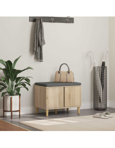 Panca per ingresso con cuscino Rovere Sonoma 60 x 38 x 46 cm