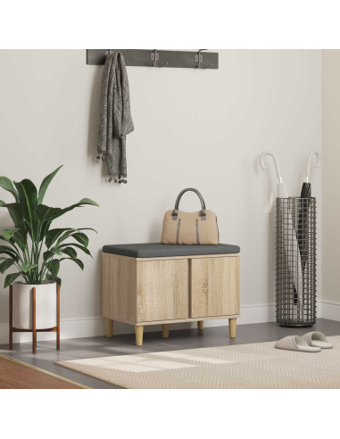 Panca per ingresso con cuscino Rovere Sonoma 60 x 38 x 46 cm