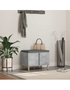 Panca per ingresso con cuscino Grigio cemento 60 x 38 x 46 cm