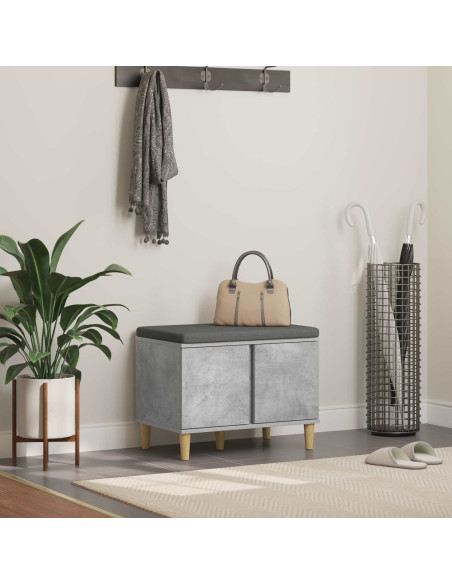 Panca per ingresso con cuscino Grigio cemento 60 x 38 x 46 cm