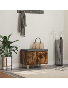 Panca per ingresso con cuscino Rovere fumé 60 x 38 x 46 cm