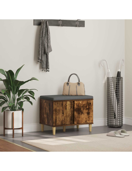 Panca per ingresso con cuscino Rovere fumé 60 x 38 x 46 cm