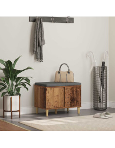 Panca per ingresso con cuscino Legno vecchio 60 x 38 x 46 cm