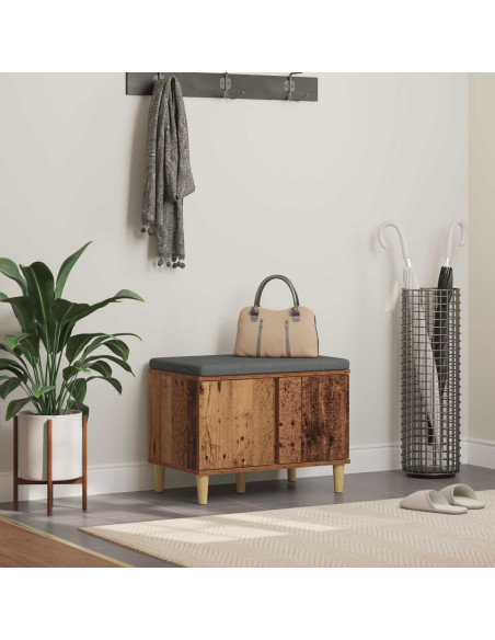 Panca per ingresso con cuscino Legno vecchio 60 x 38 x 46 cm