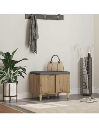 Panca per ingresso con porta Rovere artigianale 60 x 38 x 46 cm