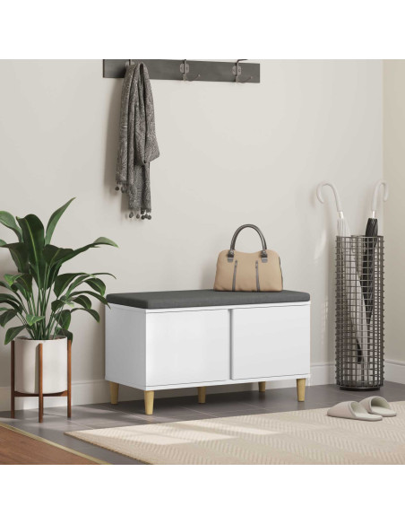 Panca per ingresso con cuscino con porta Bianco 60 x 38 x 46 cm