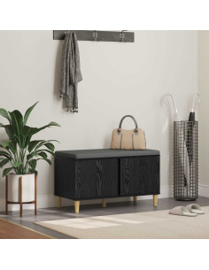 Panca per ingresso con cuscino Rovere Nero 60 x 38 x 46 cm