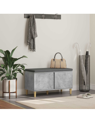 Panca per ingresso con cuscino Grigio cemento 60 x 38 x 46 cm