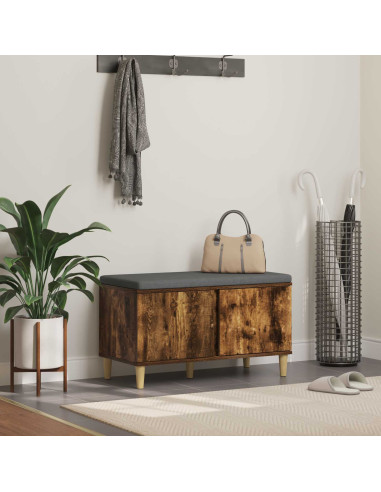 Panca per ingresso con cuscino Rovere fumé 60 x 38 x 46 cm