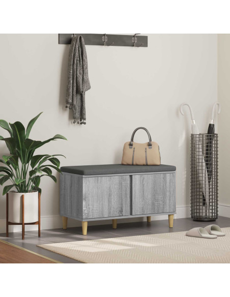 Panca per ingresso con cuscino Grigio Sonoma 60 x 38 x 46 cm