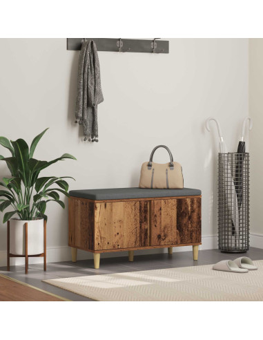 Panca per ingresso con cuscino Legno vecchio 60 x 38 x 46 cm