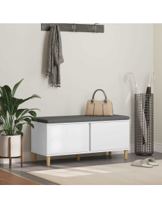 Panca per ingresso con cuscino con porta Bianco 60 x 38 x 46 cm