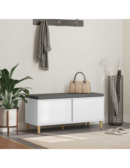 Panca per ingresso con cuscino con porta Bianco 60 x 38 x 46 cm