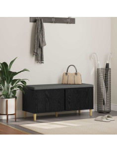 Panca per ingresso con cuscino Rovere Nero 60 x 38 x 46 cm