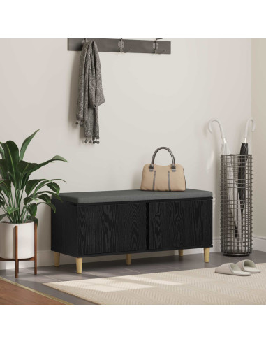 Panca per ingresso con cuscino Rovere Nero 60 x 38 x 46 cm